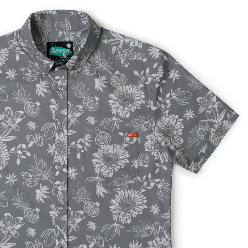 RSVLTS Black Hole Sunflower KUNUFLEX Short Sleeve Shirt in Gray — front view