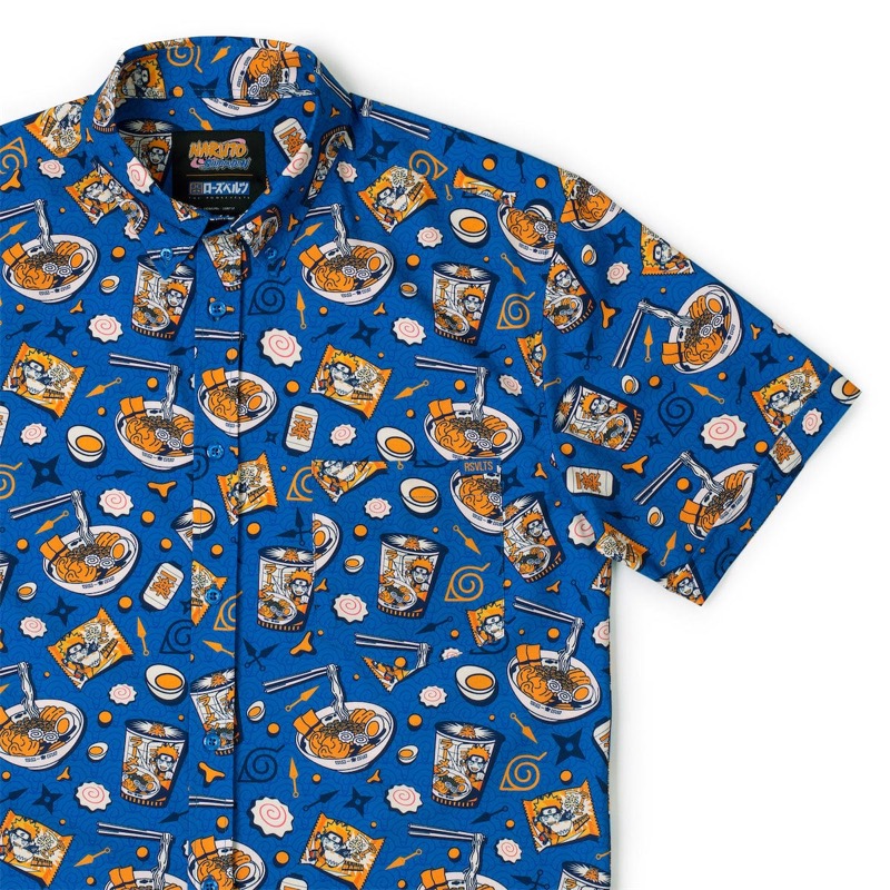 RSVLTS Ichiraku Ramen KUNUFLEX Short Sleeve Shirt in Blue — front view