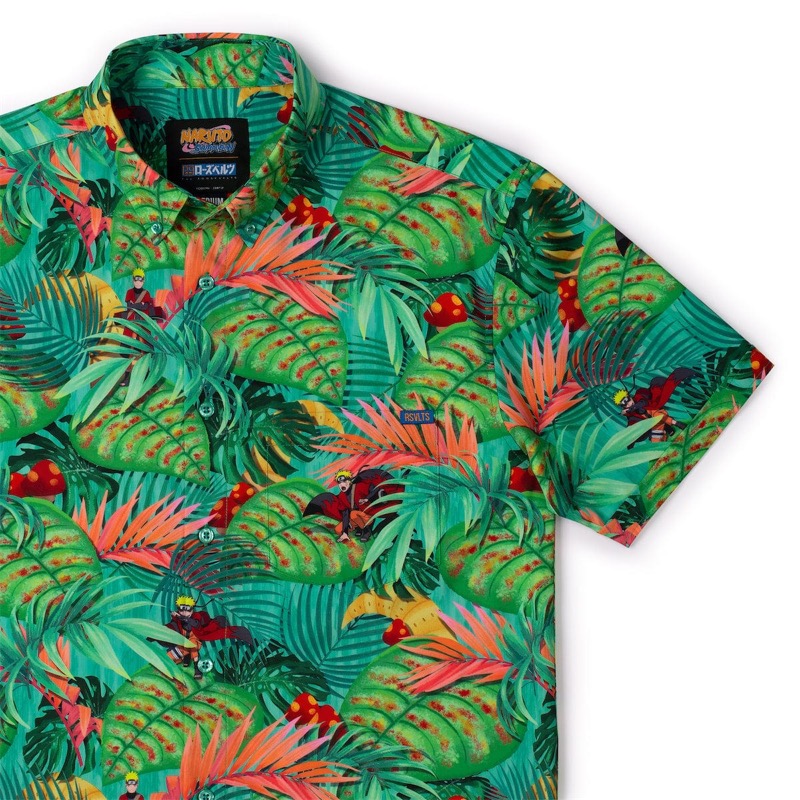 RSVLTS Mt. Myoboku KUNUFLEX Short Sleeve Shirt in Green — front view