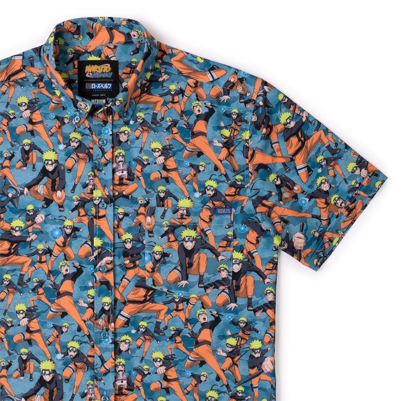 RSVLTS Naruto KUNUFLEX Short Sleeve Shirt in Blue — front view