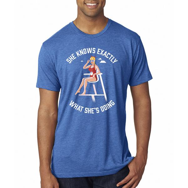 RSVLTS Wendy ‘Beauty’ Peffercorn Crewneck Tee in Blue — front view
