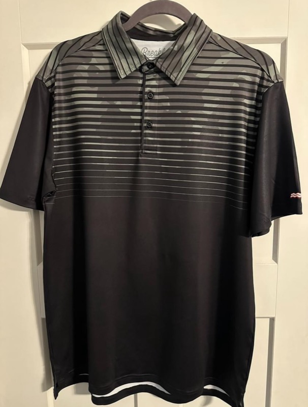 RSVLTS Black Camo Stripes All-Day Polo in Black — front view