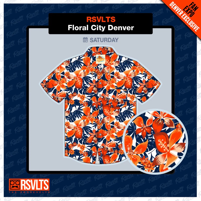 RSVLTS Floral City – Denver 2024 KUNUFLEX Short Sleeve Shirt in Orange — front view
