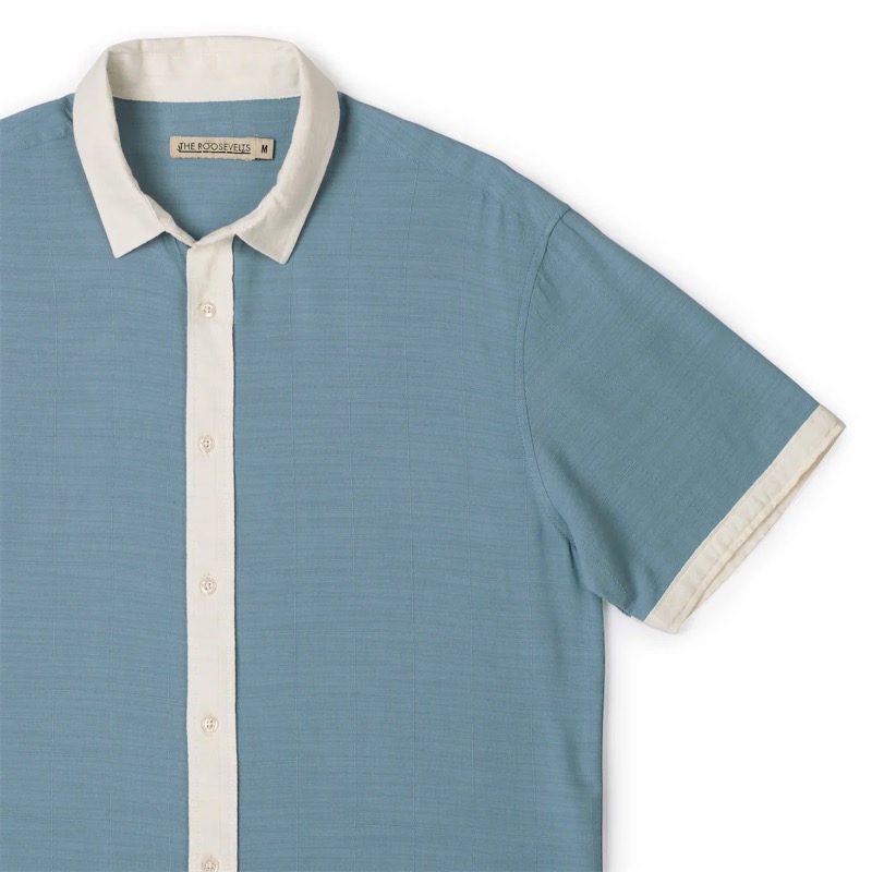 RSVLTS The Breakers KUNUFLEX Short Sleeve Shirt in Blue — front view