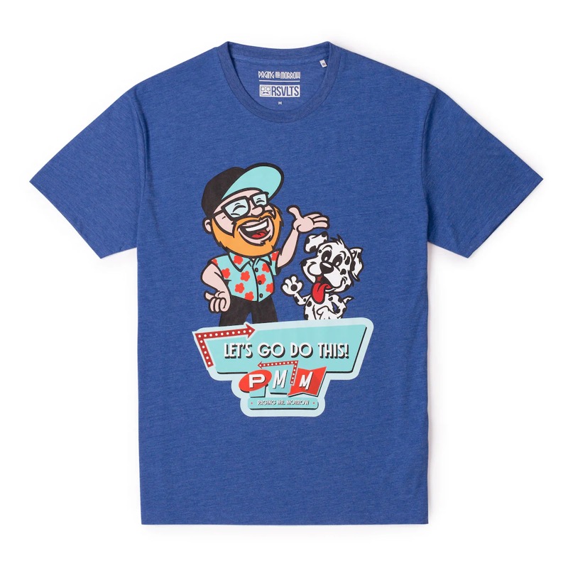 RSVLTS Let’s Go Do This Crewneck Tee in Blue — front view