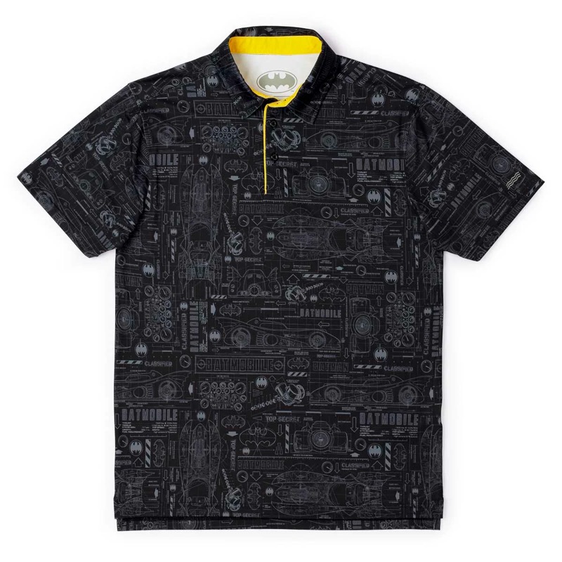 RSVLTS Property of Wayne Enterprises All-Day Polo in Black — front view