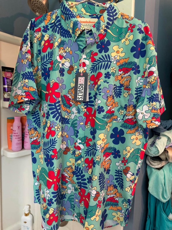 RSVLTS Garfield Riviera Maya KUNUFLEX Short Sleeve Shirt in Green — front view