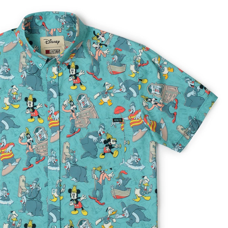RSVLTS Ajax Ghost Exterminators KUNUFLEX Short Sleeve Shirt in Blue — front view