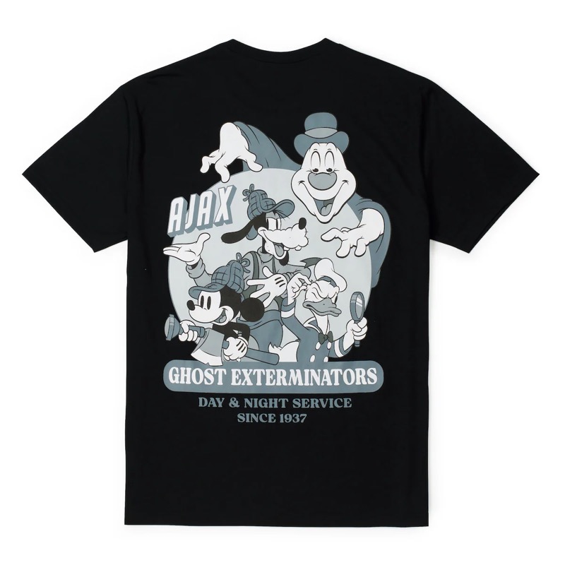RSVLTS Ajax Ghost Exterminators Crewneck Tee in Black — front view