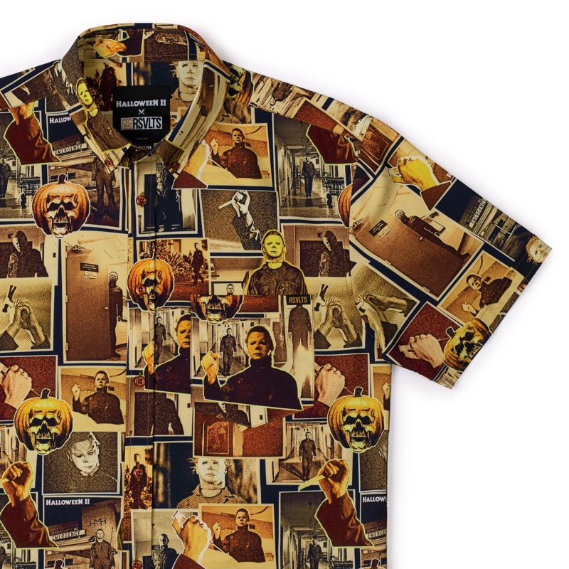 RSVLTS Haddonfield Massacre KUNUFLEX Short Sleeve Shirt in Brown — front view