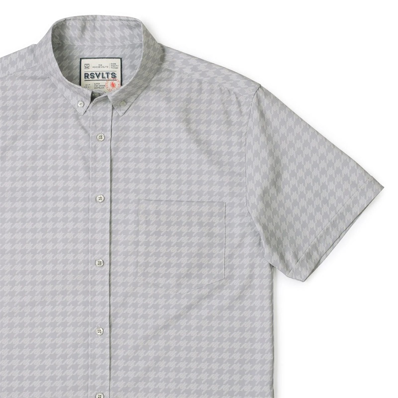 RSVLTS Release the Houndstooth KUNUFLEX Short Sleeve Shirt in Gray — detail 2