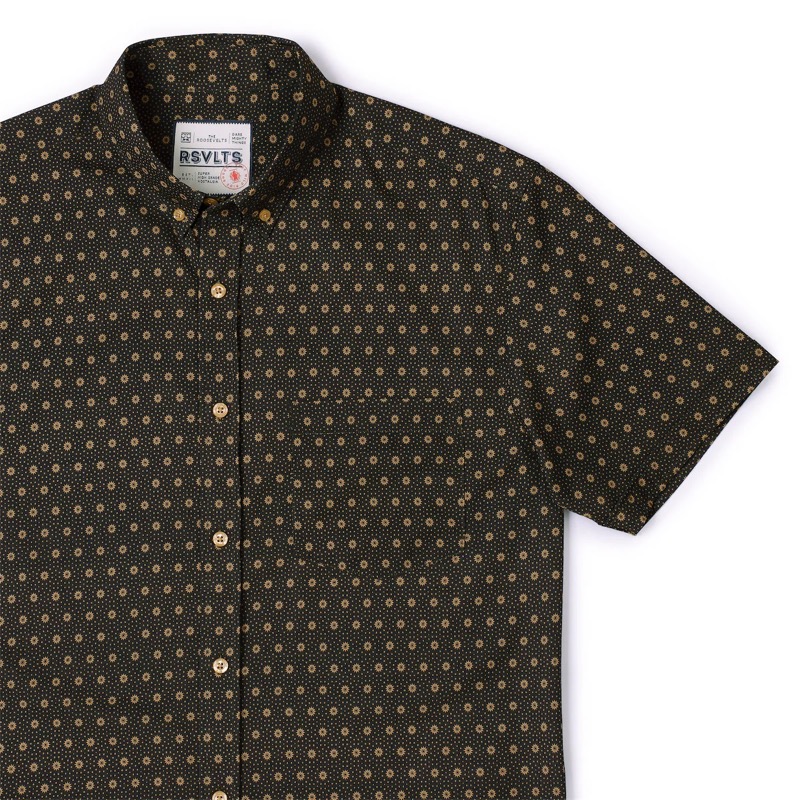 RSVLTS Bourbon Sunset KUNUFLEX Short Sleeve Shirt in Brown — front view