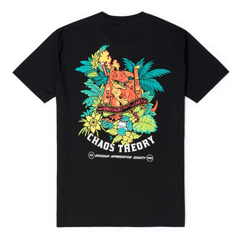 RSVLTS Dinosaur Appreciation Society Crewneck Tee in Black — front view