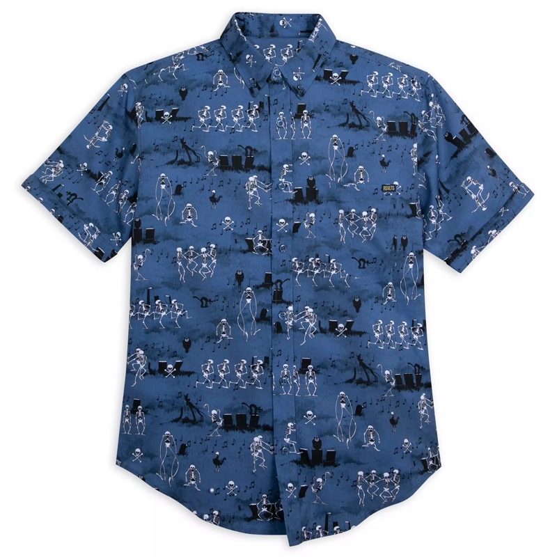 RSVLTS Skeleton Dance KUNUFLEX Short Sleeve Shirt in Blue — front view
