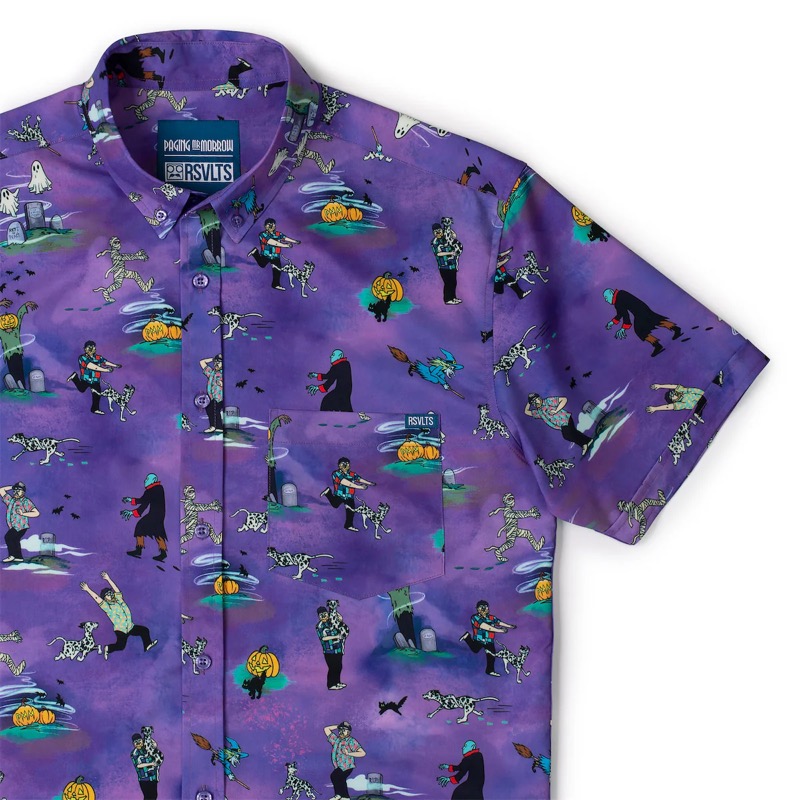 RSVLTS Run, Gracey! KUNUFLEX Short Sleeve Shirt in Purple — front view