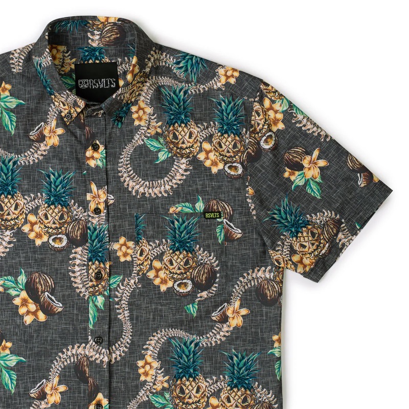 RSVLTS Spineapple KUNUFLEX Short Sleeve Shirt in Gray — front view