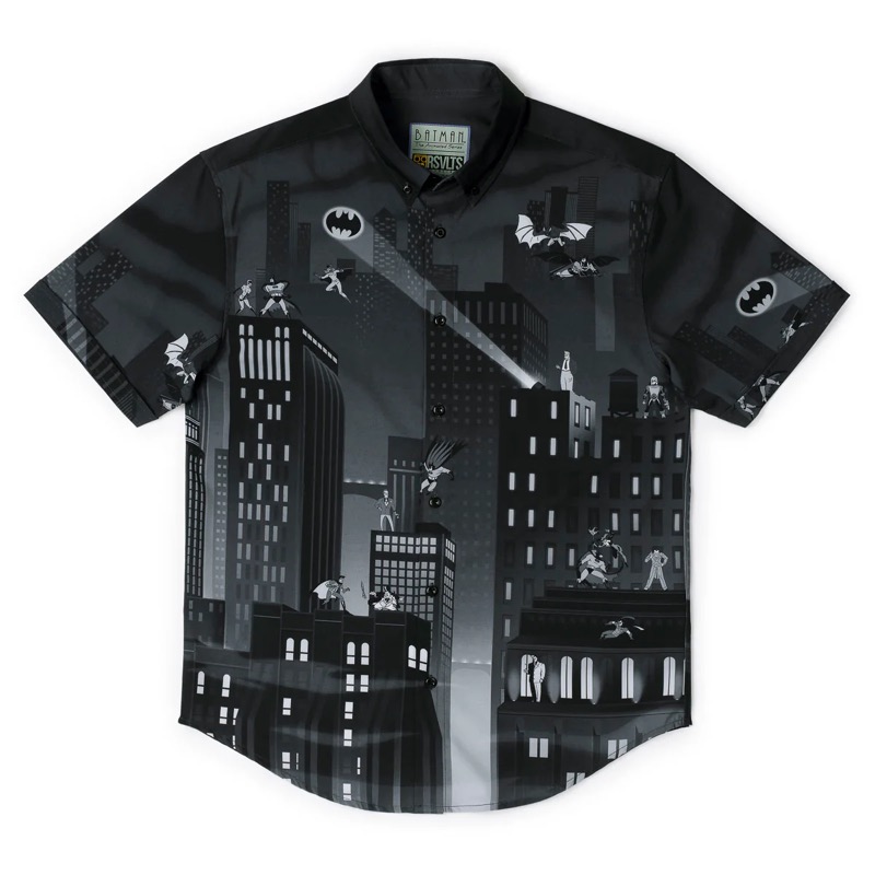 RSVLTS Gotham Knights KUNUFLEX Short Sleeve Shirt in Black — front view