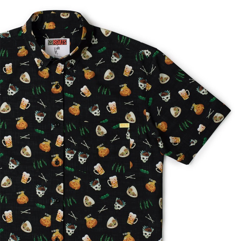 RSVLTS Fright Bites KUNUFLEX Short Sleeve Shirt in Black — front view