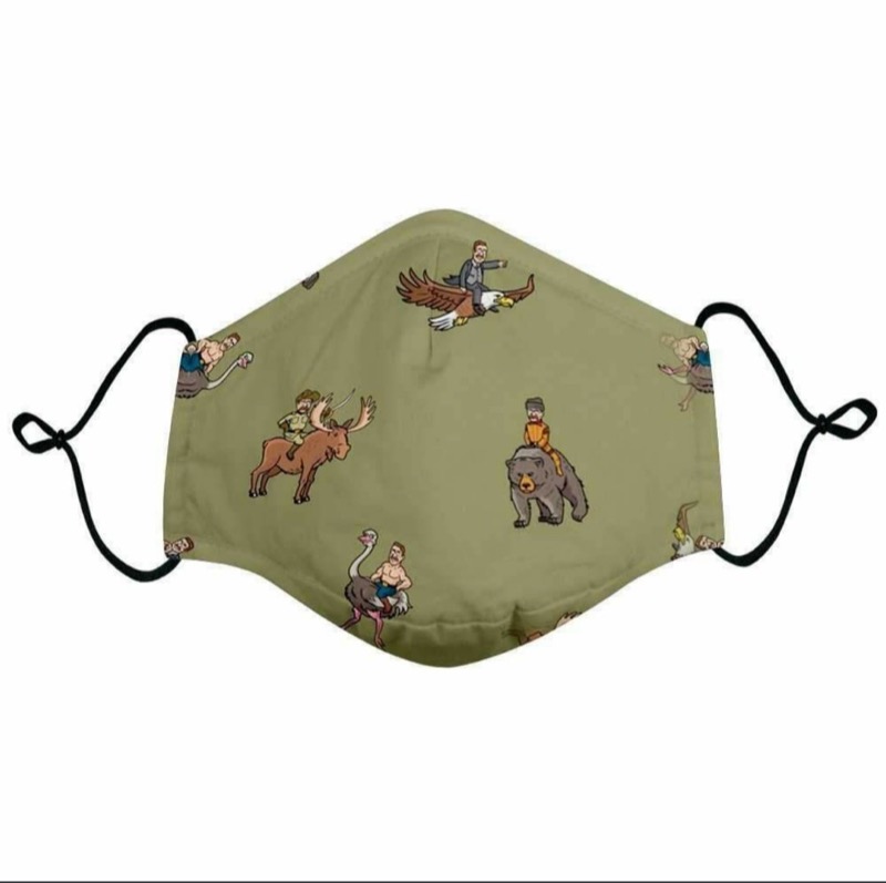 RSVLTS Teddy Riding Things Mask in Green — front view