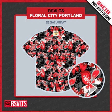 RSVLTS Floral City – Portland 2024 KUNUFLEX Short Sleeve Shirt in Black — front view