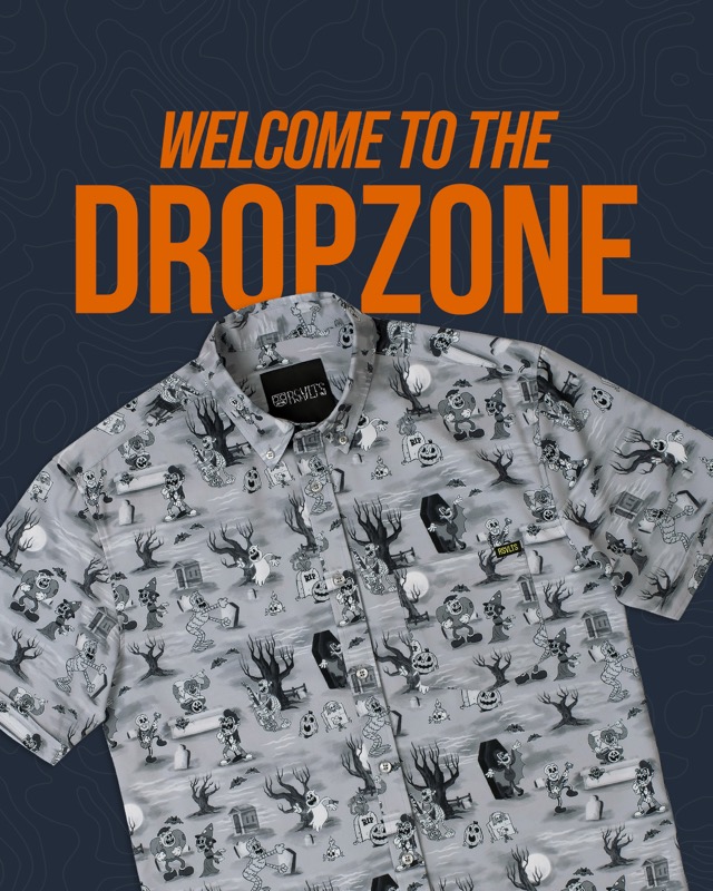 RSVLTS Graveyard Groovin’! KUNUFLEX Short Sleeve Shirt in Gray — front view