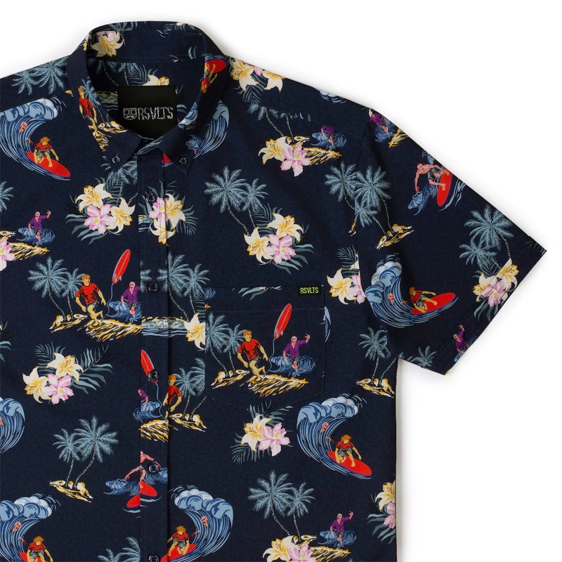 RSVLTS R.I.P. Tide KUNUFLEX Short Sleeve Shirt in Blue — front view