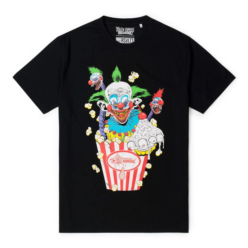 RSVLTS Popcarnage Crewneck Tee in Black — front view
