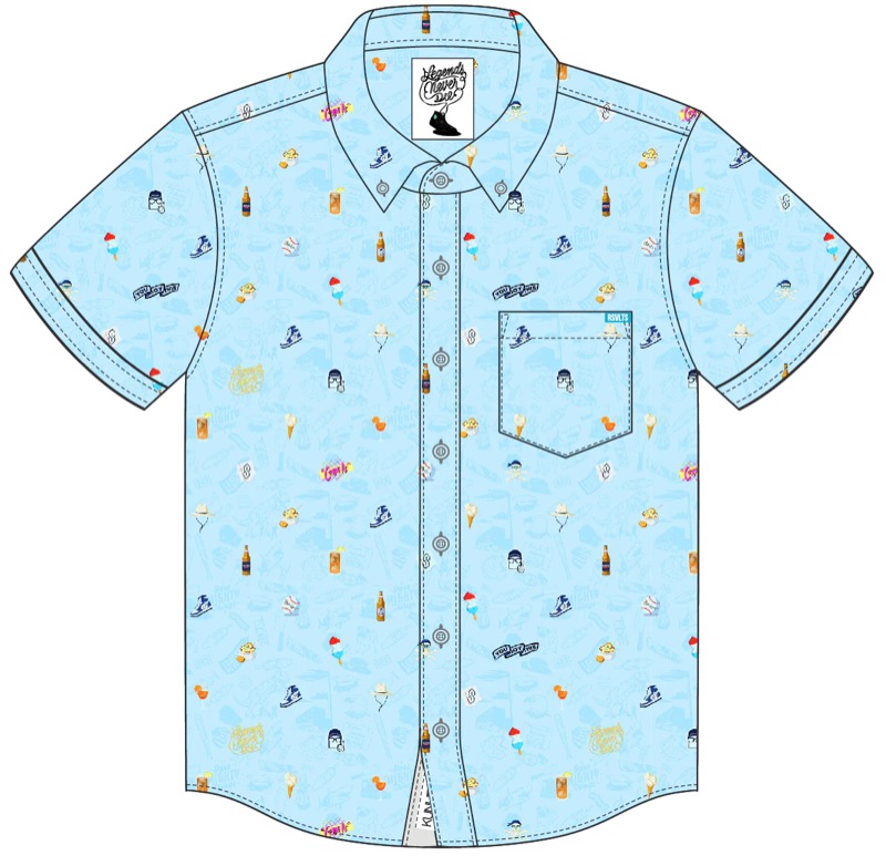 RSVLTS Steve’s Little Things KUNUFLEX Short Sleeve Shirt in Blue — front view