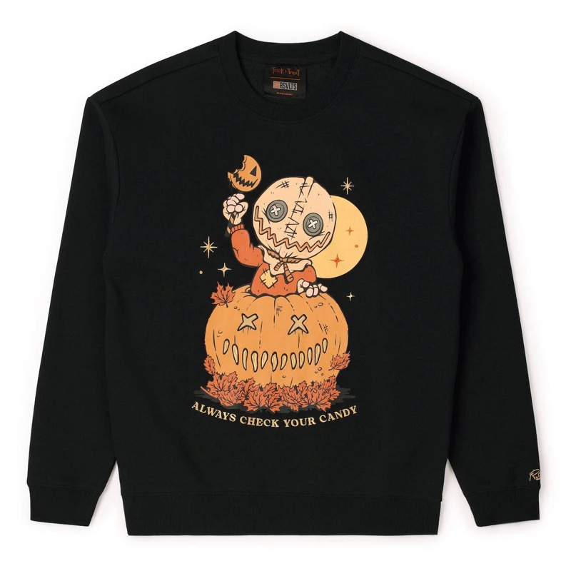 RSVLTS Always Check Your Candy Crewneck Sweatshirt in Black — front view