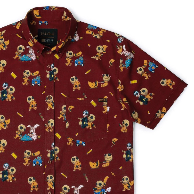 RSVLTS Candy and Costumes KUNUFLEX Short Sleeve Shirt in Red — front view