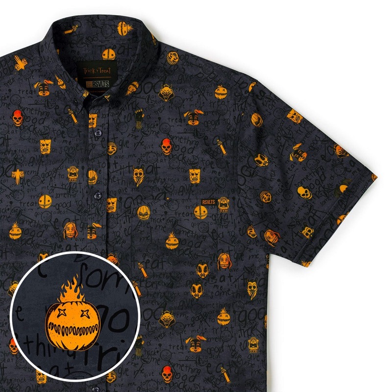 RSVLTS Halloween Rules KUNUFLEX Short Sleeve Shirt in Gray — front view