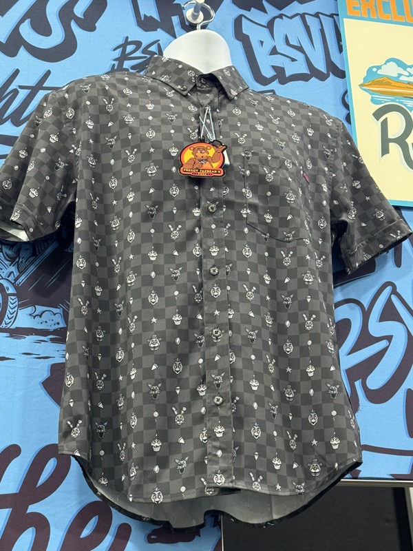 RSVLTS Pixel Peril KUNUFLEX Short Sleeve Shirt in Gray — front view