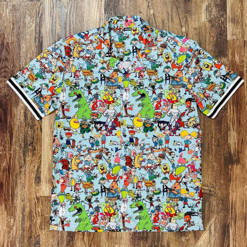 RSVLTS 90s Mashup KUNUFLEX Short Sleeve Shirt in Blue — front view