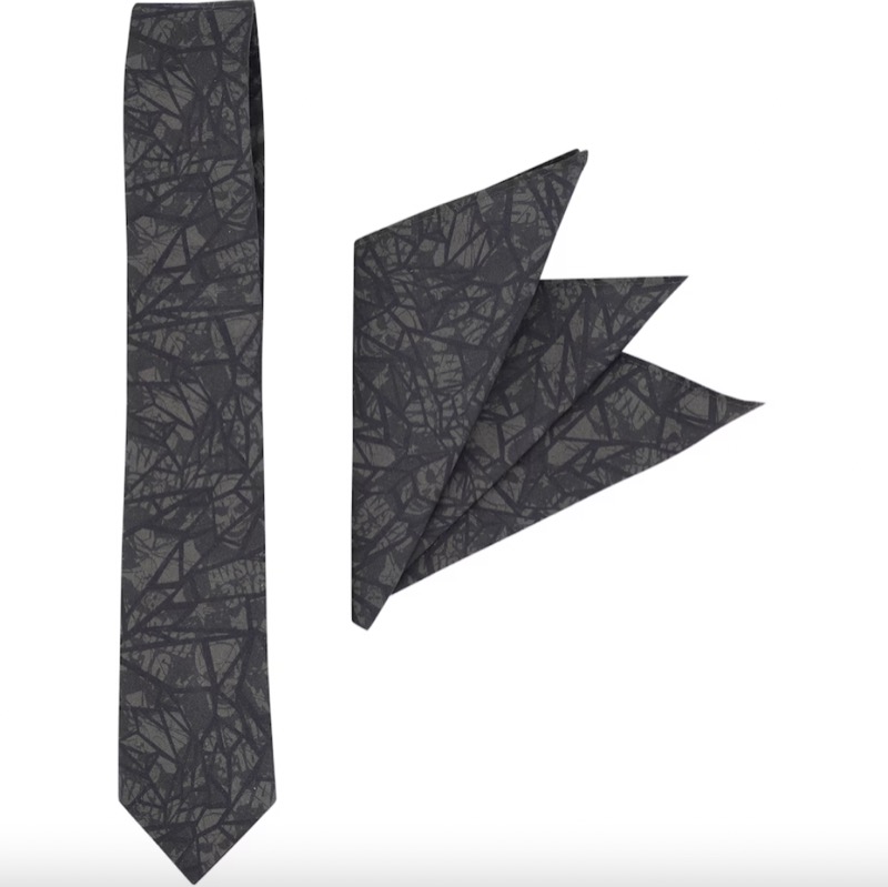 RSVLTS Stone Cold Steve Austin tie & pocket square set Tie & Pocket Square in Black — front view