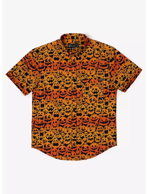 RSVLTS Jack O’ Lanterns KUNUFLEX Short Sleeve Shirt in Orange — front view