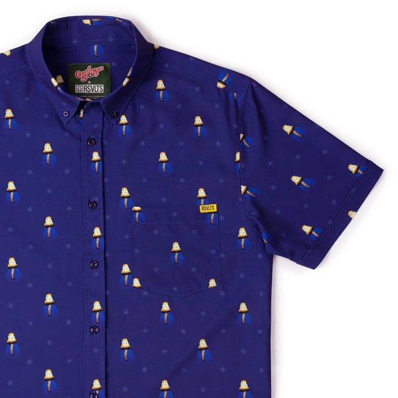 RSVLTS Fra Gee Lay KUNUFLEX Short Sleeve Shirt in Blue — front view