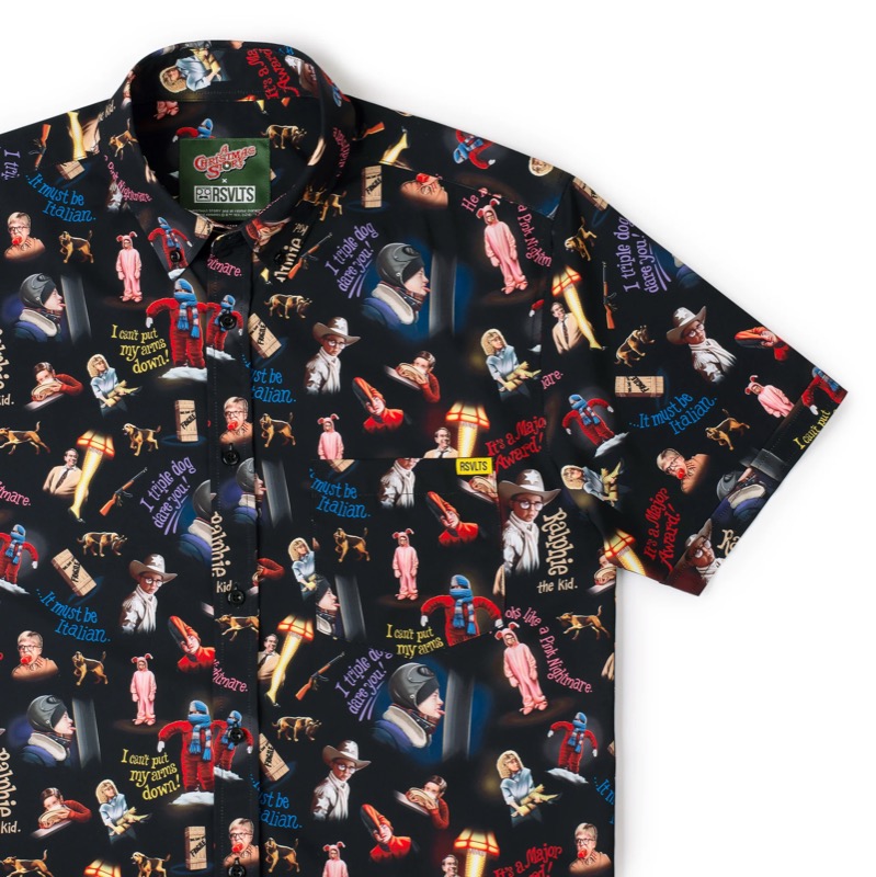 RSVLTS A Pink Nightmare KUNUFLEX Short Sleeve Shirt in Black — front view