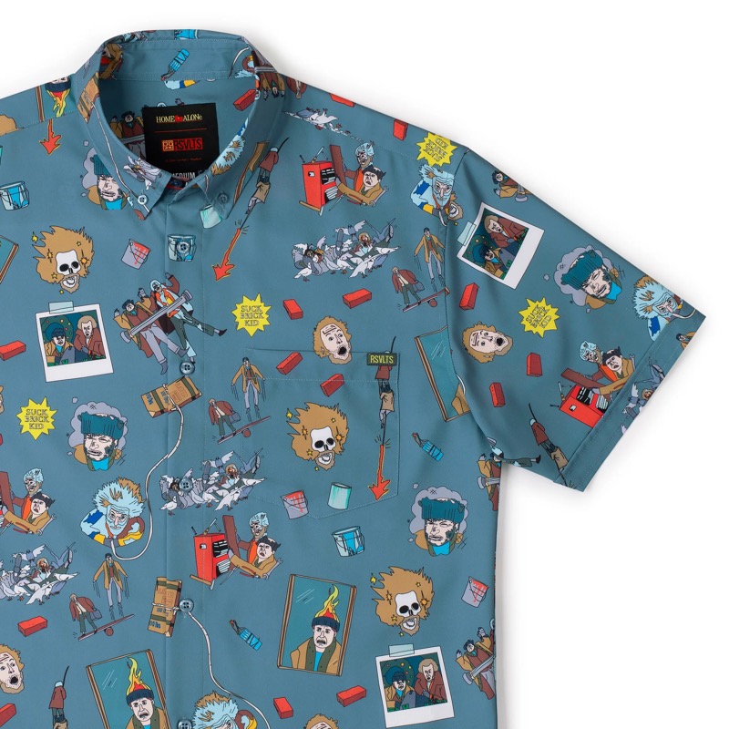 RSVLTS Sticky Bandits KUNUFLEX Short Sleeve Shirt in Blue — front view