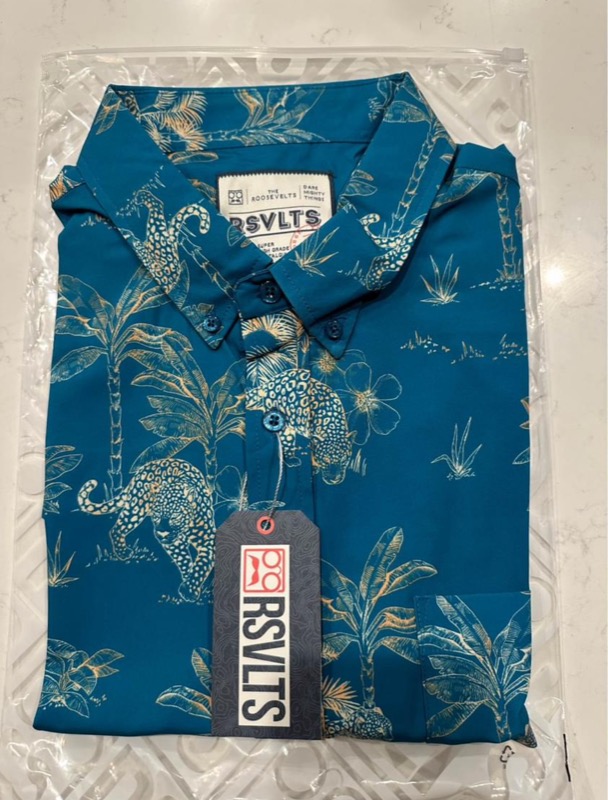 RSVLTS Moves Like Jaguar (Blue) KUNUFLEX Short Sleeve Shirt — front view