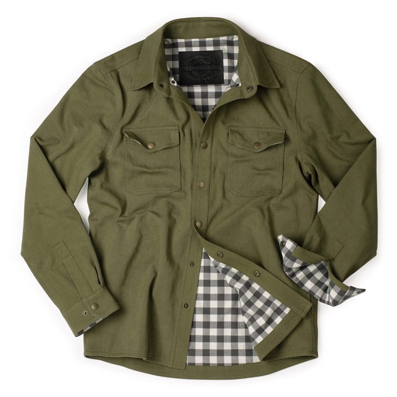 RSVLTS Olive Heavy-Duty Shirt Jacket in Green — detail 2