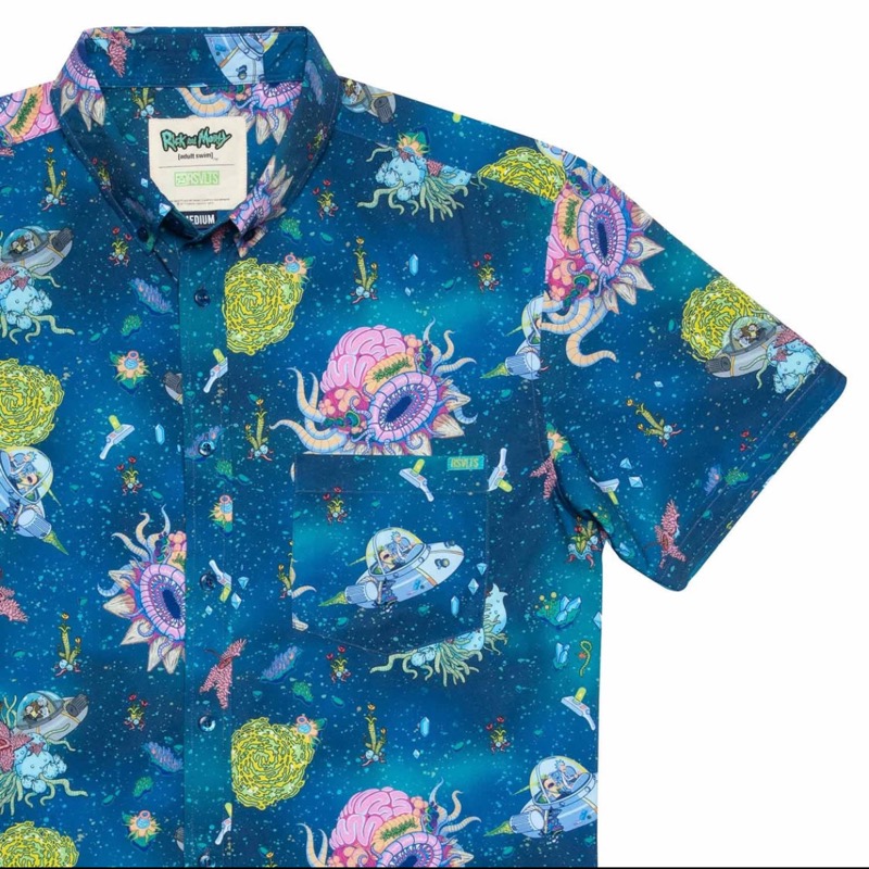 RSVLTS Forever and Forever KUNUFLEX Short Sleeve Shirt in Blue — front view