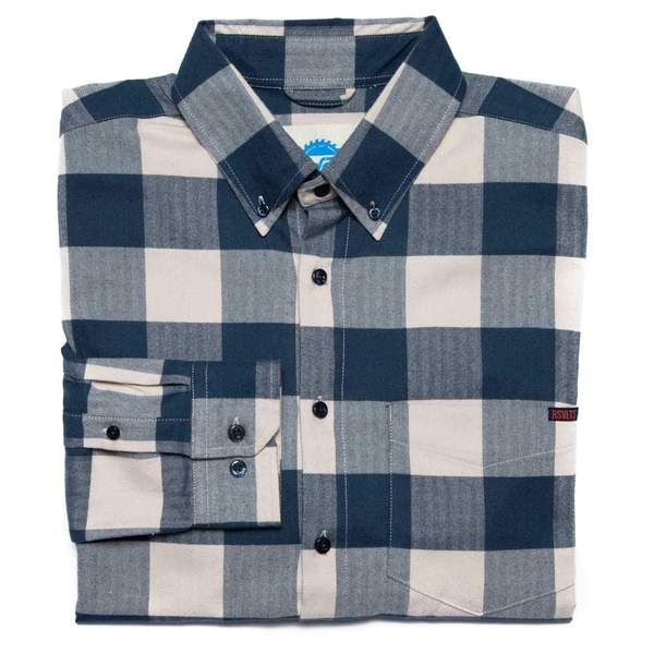 RSVLTS BorlandFlex Navy BorlandFlex Long Sleeve Flannel in Blue — front view
