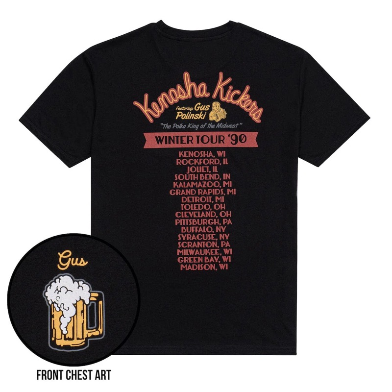 RSVLTS Kenosha Kickers On Tour Crewneck Tee in Black — front view