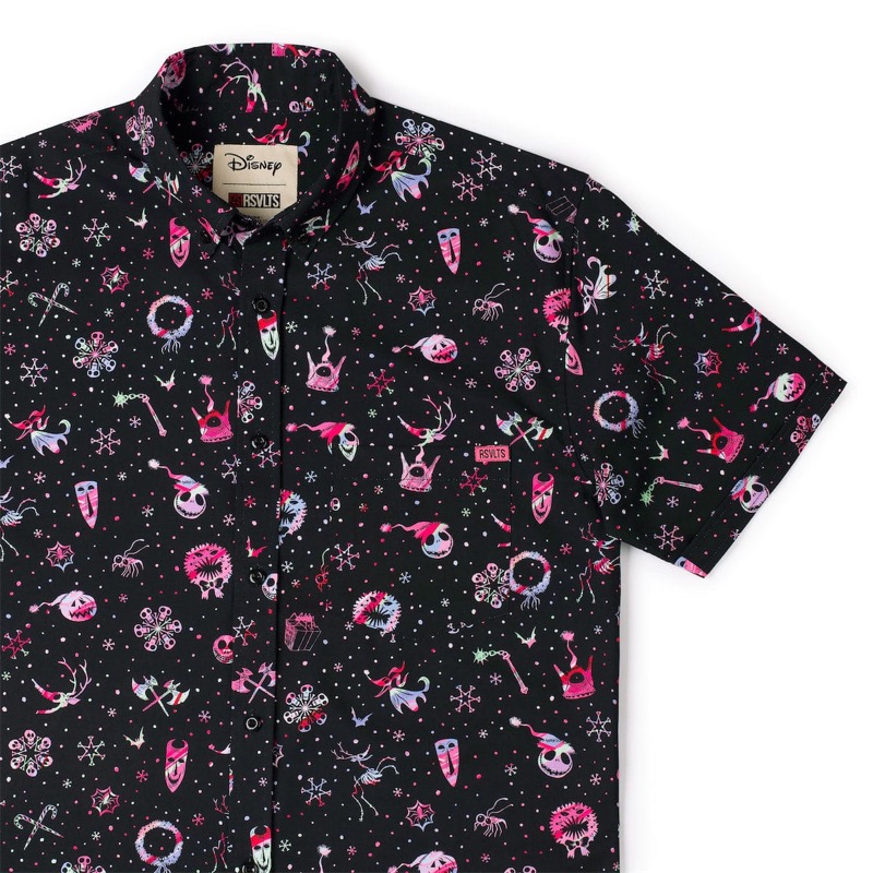 RSVLTS A Flurry of Frights KUNUFLEX Short Sleeve Shirt in Black — front view
