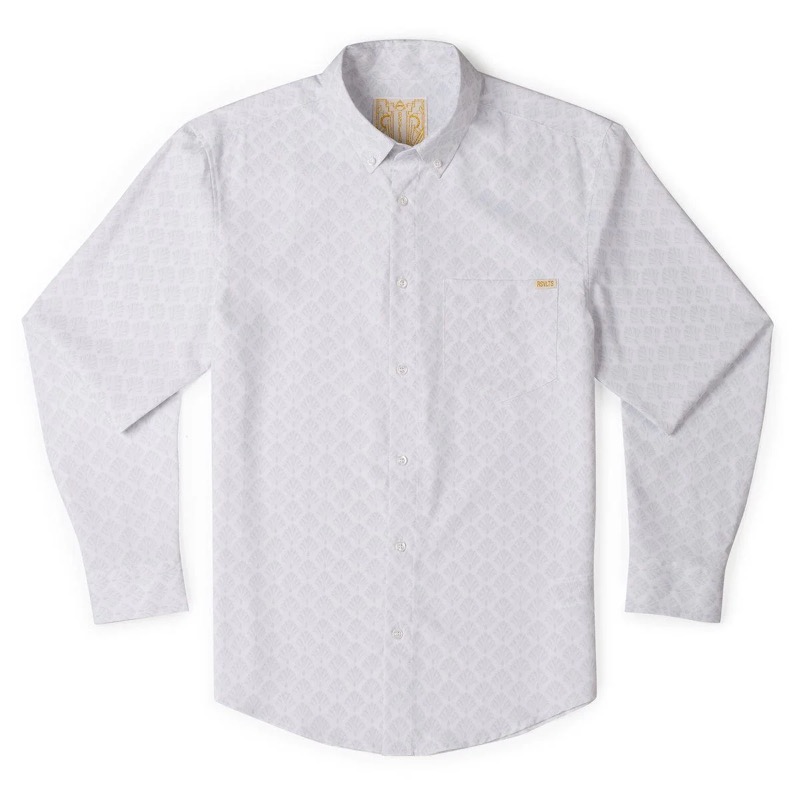RSVLTS Peacock Posh Long Sleeve Shirt in White — front view