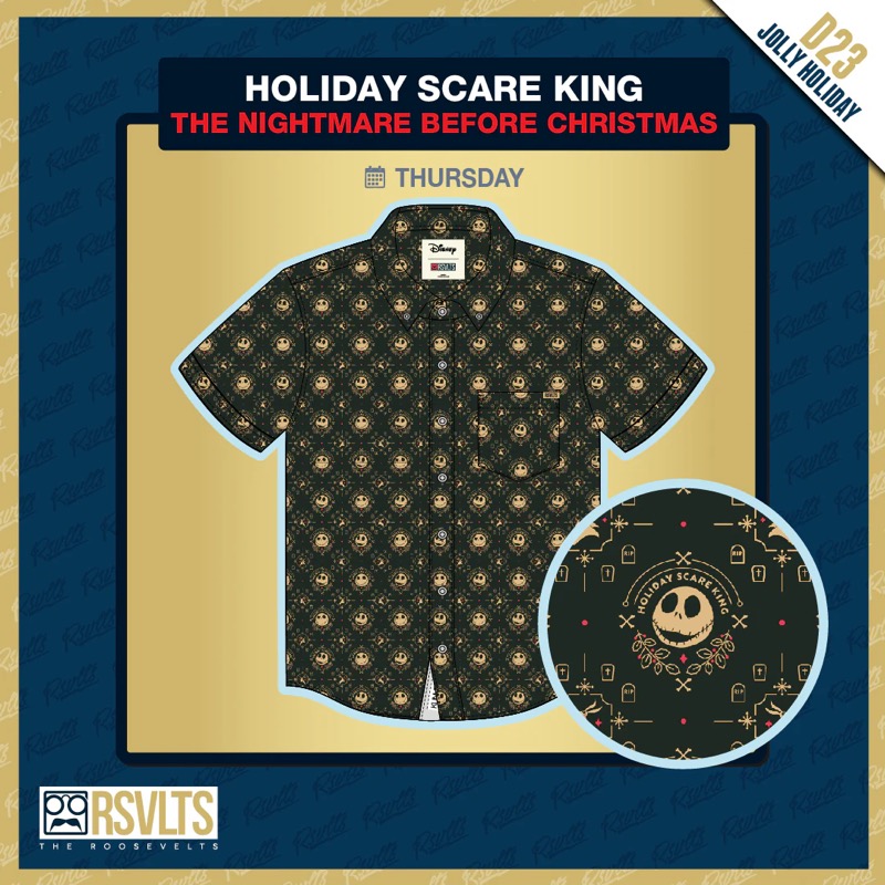 RSVLTS Holiday Scare King KUNUFLEX Short Sleeve Shirt in Green — front view