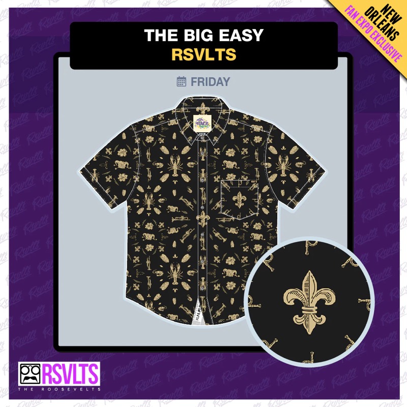 RSVLTS The Big Easy KUNUFLEX Short Sleeve Shirt in Black — front view