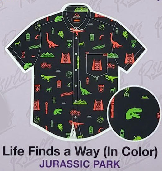 RSVLTS Life Finds A Way (In Color) KUNUFLEX Short Sleeve Shirt in Black — front view