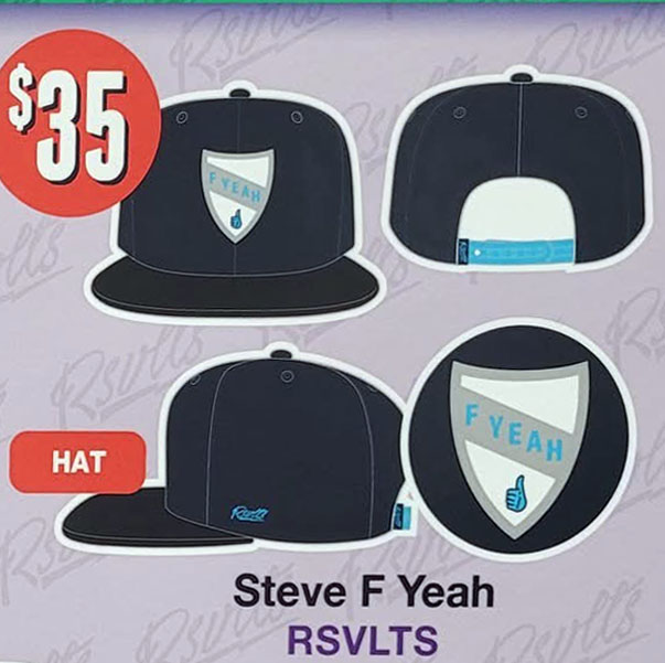 RSVLTS Steve F Yeah Snapback Hat in Black — front view