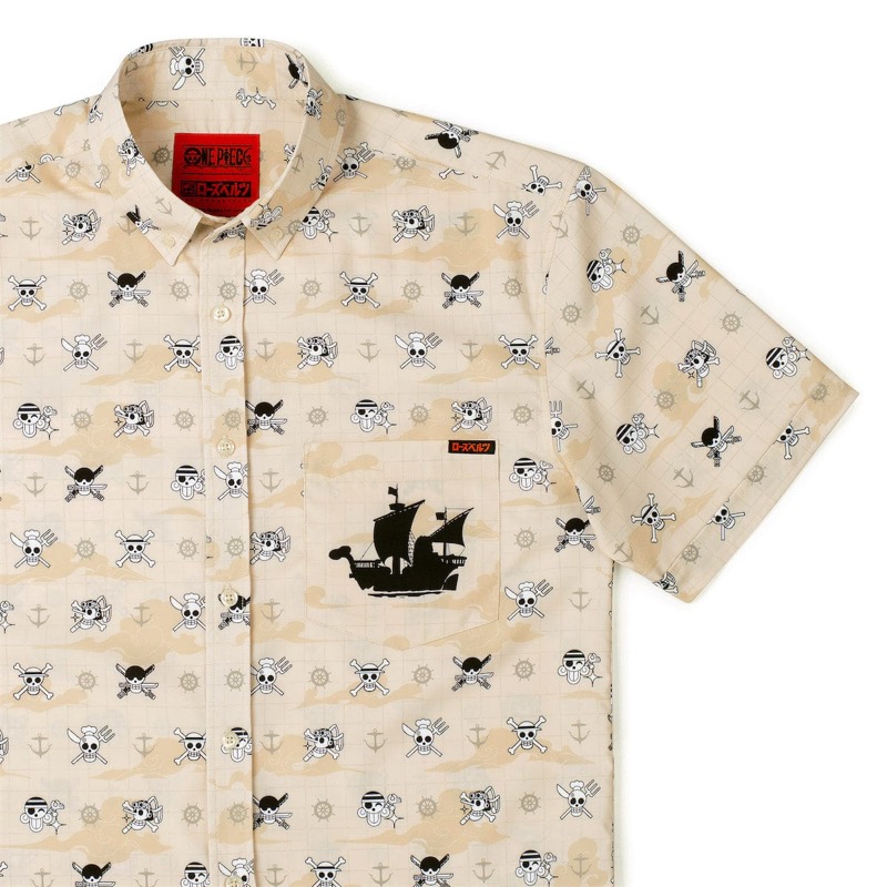 RSVLTS From the East Blue KUNUFLEX Short Sleeve Shirt in Brown — front view